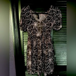 Fox blood mesh spiderweb babydoll dress